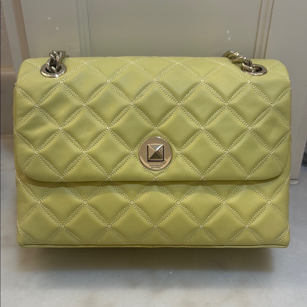 Frosty Lime Quilted Leather Shoulder Bag